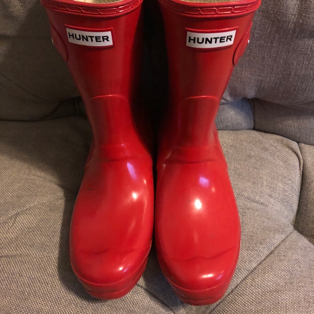 Hunter Original Gloss Short Red Boots Sz 8F